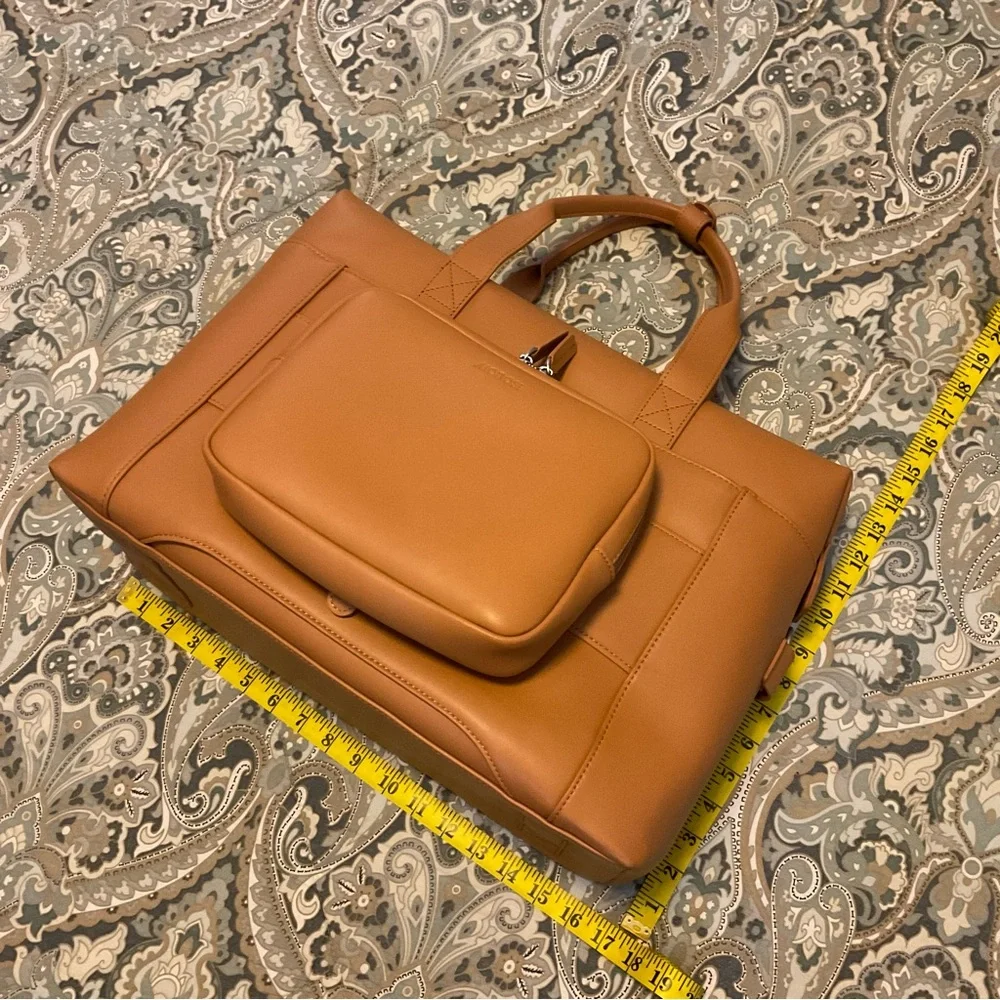 Like New MONOS Metro Duffel Vegan Leather Saddle Tan Used 1x - Picture 13 of 16